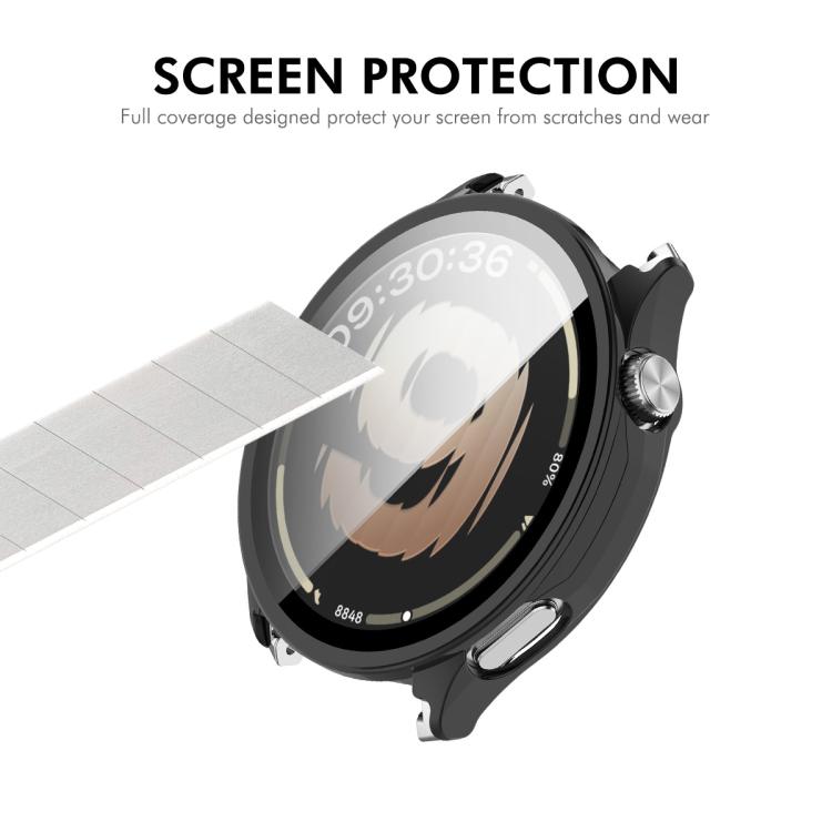 ENKAY Hat-Prince Pellicola protettiva in vetro temperato a copertura totale e custodia per orologio in PC integrata, For OnePlus Watch Lite, For OnePlus Watch 4