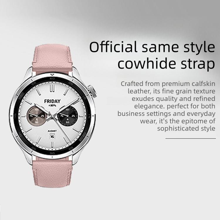 Cinturino per orologio in vera pelle con fibbia rotonda a tinta unita., For Xiaomi Watch S4