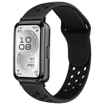 Cinturino per orologio in silicone con fibbia inversa e design traforato, tinta unita, con chiusura a strappo., For Huawei Band 11 / Band 11 Pro