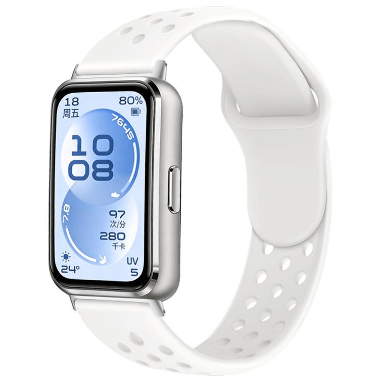 Cinturino per orologio in silicone con fibbia inversa e design traforato, tinta unita, con chiusura a strappo., For Huawei Band 11 / Band 11 Pro