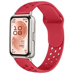 Cinturino per orologio in silicone con fibbia inversa e design traforato, tinta unita, con chiusura a strappo., For Huawei Band 11 / Band 11 Pro