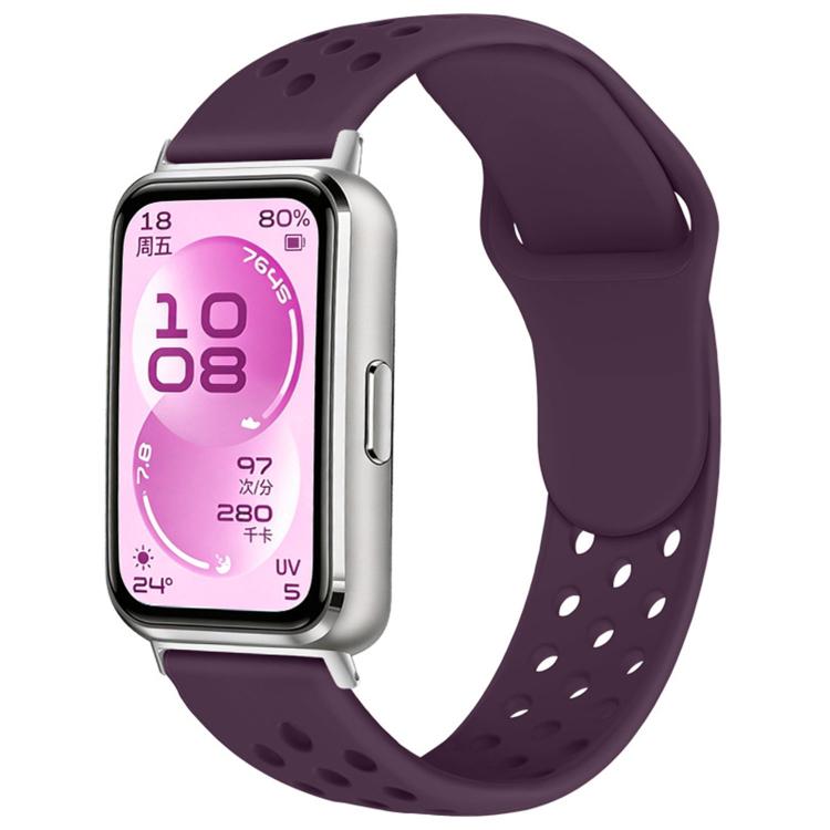 Cinturino per orologio in silicone con fibbia inversa e design traforato, tinta unita, con chiusura a strappo., For Huawei Band 11 / Band 11 Pro