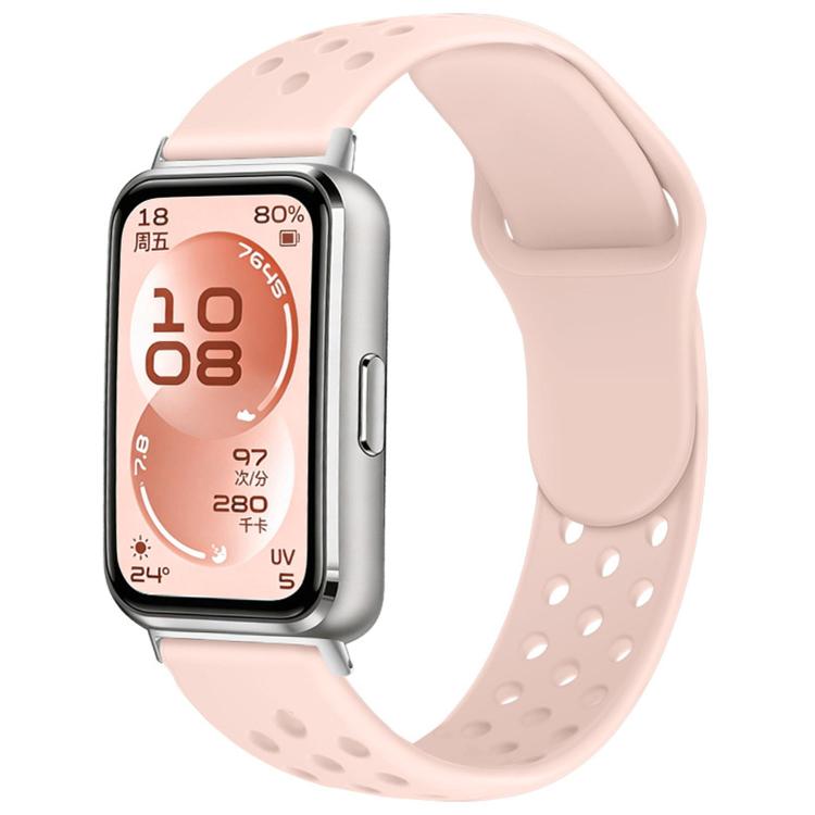 Cinturino per orologio in silicone con fibbia inversa e design traforato, tinta unita, con chiusura a strappo., For Huawei Band 11 / Band 11 Pro