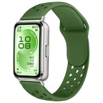 Cinturino per orologio in silicone con fibbia inversa e design traforato, tinta unita, con chiusura a strappo., For Huawei Band 11 / Band 11 Pro