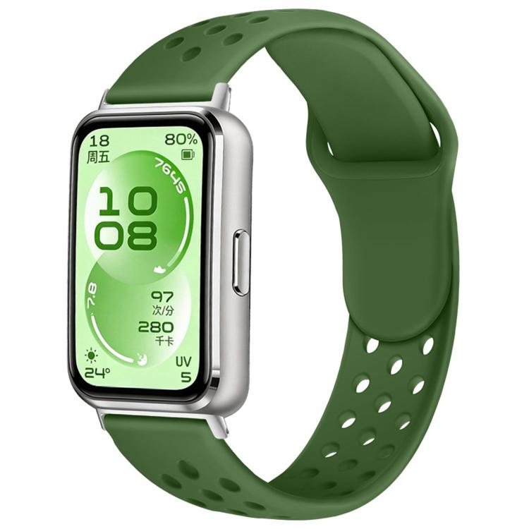 Cinturino per orologio in silicone con fibbia inversa e design traforato, tinta unita, con chiusura a strappo., For Huawei Band 11 / Band 11 Pro