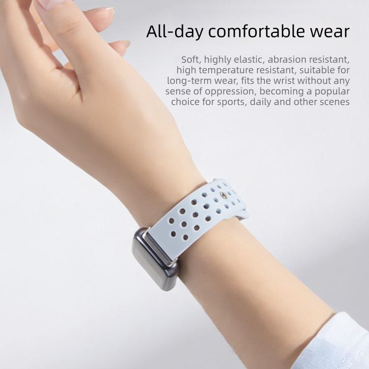 Cinturino per orologio in silicone con fibbia inversa e design traforato, tinta unita, con chiusura a strappo., For Huawei Band 11 / Band 11 Pro