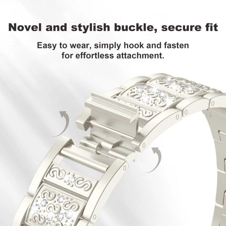 Cinturino per orologio in metallo con tre perline e cielo stellato e diamanti, For Huawei Band 11 / Band 11 Pro, For Huawei Band  10 / 9 / 8