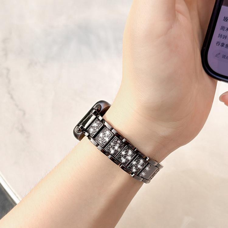 Cinturino per orologio in metallo con tre perline e cielo stellato e diamanti, For Huawei Band 11 / Band 11 Pro, For Huawei Band  10 / 9 / 8