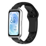 Cinturino per orologio in silicone traspirante, piatto, traforato e con fibbia inversa., For Huawei Band 11 / Band 11 Pro