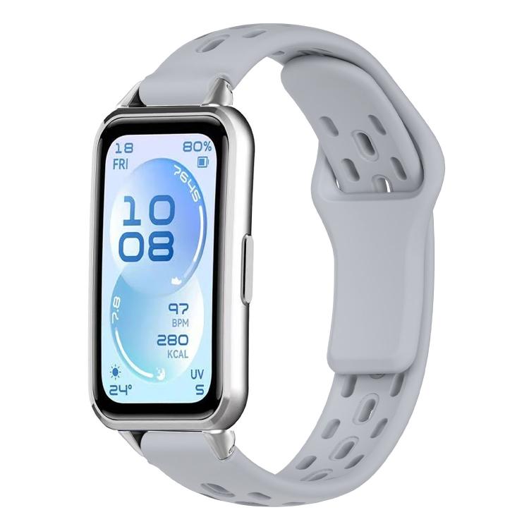 Cinturino per orologio in silicone traspirante, piatto, traforato e con fibbia inversa., For Huawei Band 11 / Band 11 Pro