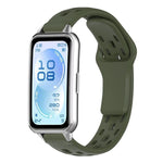 Cinturino per orologio in silicone traspirante, piatto, traforato e con fibbia inversa., For Huawei Band 11 / Band 11 Pro