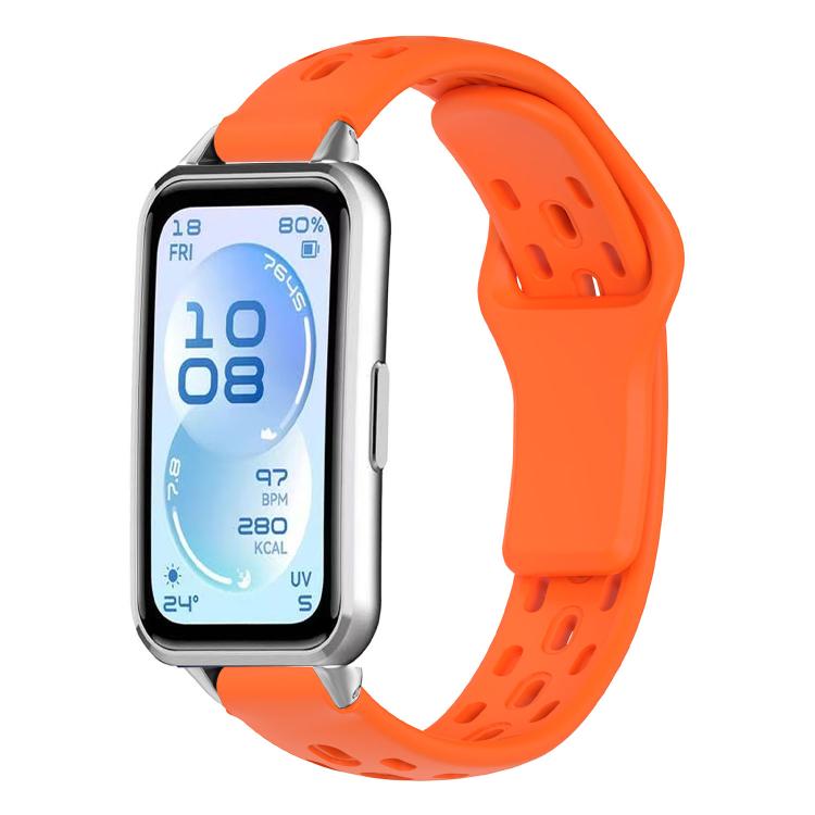Cinturino per orologio in silicone traspirante, piatto, traforato e con fibbia inversa., For Huawei Band 11 / Band 11 Pro