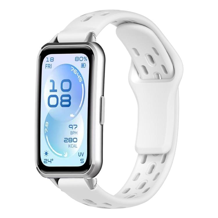 Cinturino per orologio in silicone traspirante, piatto, traforato e con fibbia inversa., For Huawei Band 11 / Band 11 Pro