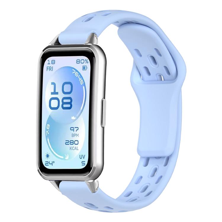 Cinturino per orologio in silicone traspirante, piatto, traforato e con fibbia inversa., For Huawei Band 11 / Band 11 Pro