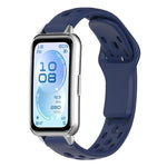 Cinturino per orologio in silicone traspirante, piatto, traforato e con fibbia inversa., For Huawei Band 11 / Band 11 Pro