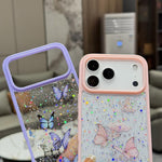 Custodia per telefono in TPU epossidico con glitter a farfalla colorata, For iPhone 17 Pro Max, For iPhone 17 Pro, For iPhone Air
