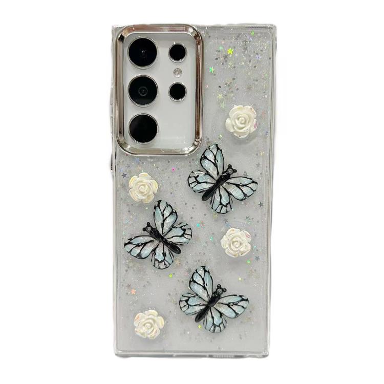 Custodia per telefono in TPU con farfalla tridimensionale e glitter., For Samsung Galaxy S26+ 5G, For Samsung Galaxy S26 Ultra 5G, For Samsung Galaxy S26 5G, For Samsung Galaxy A26 5G / A17, For Samsung Galaxy A36 / A56 5G