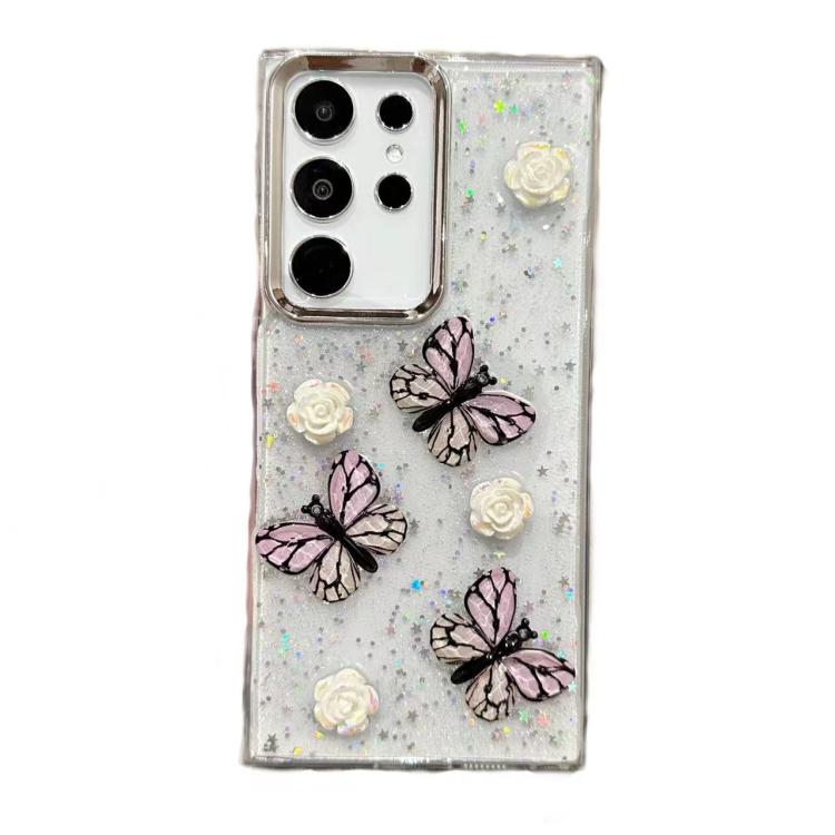 Custodia per telefono in TPU con farfalla tridimensionale e glitter., For Samsung Galaxy S26+ 5G, For Samsung Galaxy S26 Ultra 5G, For Samsung Galaxy S26 5G, For Samsung Galaxy A26 5G / A17, For Samsung Galaxy A36 / A56 5G