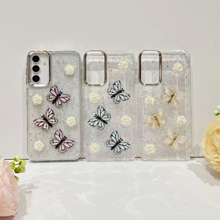 Custodia per telefono in TPU con farfalla tridimensionale e glitter., For Samsung Galaxy S26+ 5G, For Samsung Galaxy S26 Ultra 5G, For Samsung Galaxy S26 5G, For Samsung Galaxy A26 5G / A17, For Samsung Galaxy A36 / A56 5G