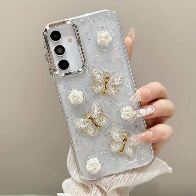Custodia per telefono in TPU con farfalla tridimensionale e glitter., For Samsung Galaxy S26+ 5G, For Samsung Galaxy S26 Ultra 5G, For Samsung Galaxy S26 5G, For Samsung Galaxy A26 5G / A17, For Samsung Galaxy A36 / A56 5G