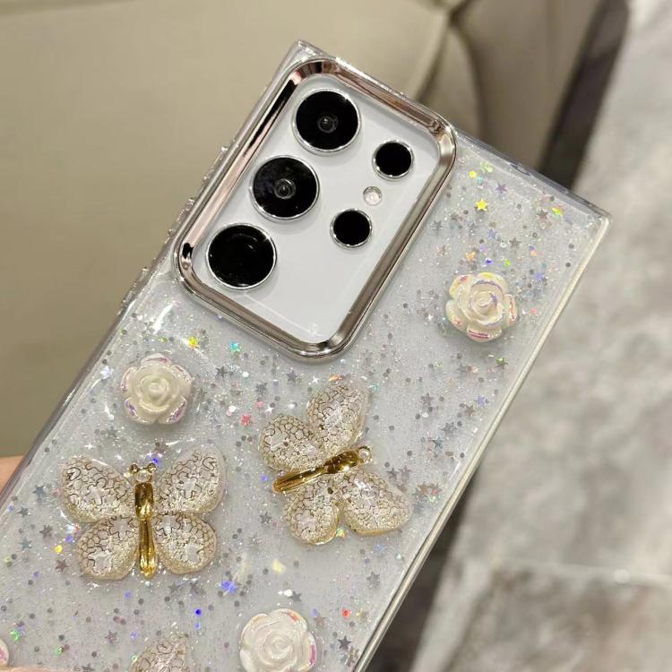 Custodia per telefono in TPU con farfalla tridimensionale e glitter., For Samsung Galaxy S26+ 5G, For Samsung Galaxy S26 Ultra 5G, For Samsung Galaxy S26 5G, For Samsung Galaxy A26 5G / A17, For Samsung Galaxy A36 / A56 5G