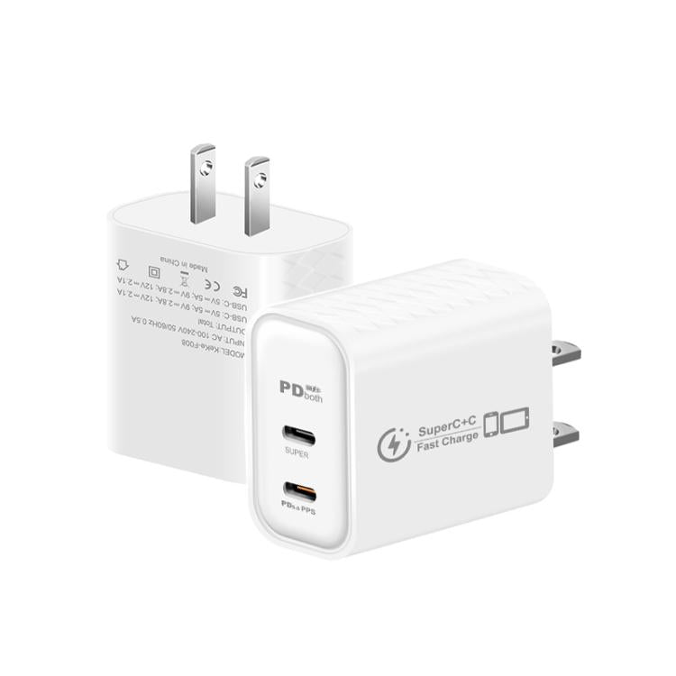 Caricabatterie doppio 949-2C PD25W con porta Type-C, compatibile con protocollo PD3.0 / PPS, spina USA., US Plug