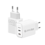 Caricabatterie doppio 949-2C PD25W con porta Type-C, compatibile con protocollo PD3.0 / PPS e spina europea., EU Plug