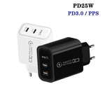 Caricabatterie doppio 949-2C PD25W con porta Type-C, compatibile con protocollo PD3.0 / PPS e spina europea., EU Plug