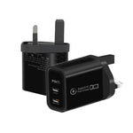 Caricabatterie doppio 949-2C PD25W con porta Type-C, compatibile con protocollo PD3.0 / PPS, spina UK., UK Plug