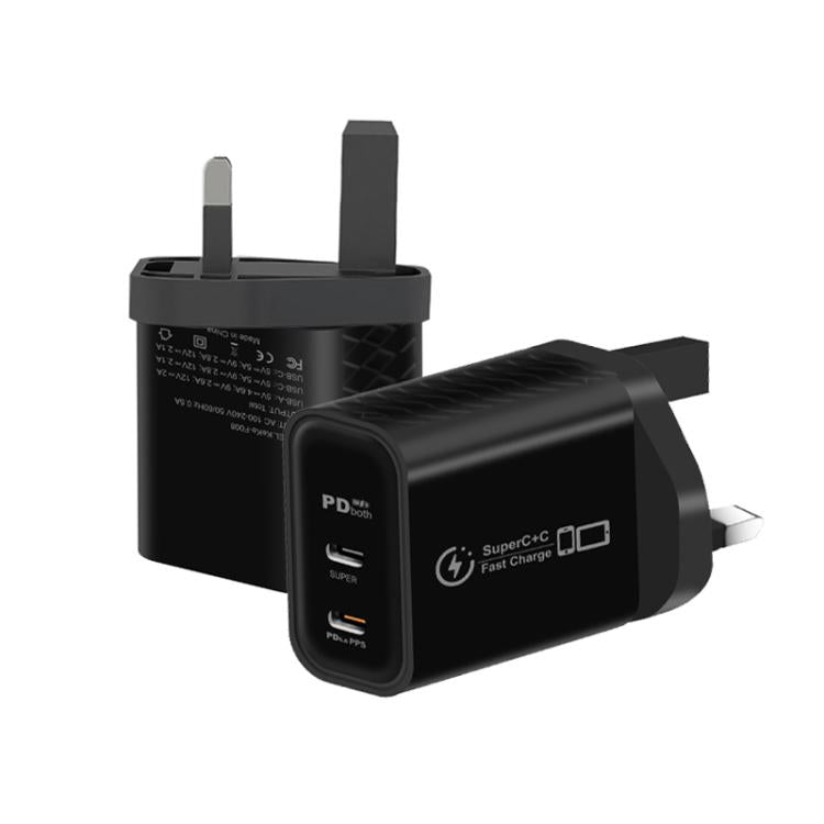 Caricabatterie doppio 949-2C PD25W con porta Type-C, compatibile con protocollo PD3.0 / PPS, spina UK., UK Plug
