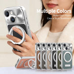 Custodia per telefono antiurto con supporto magnetico placcato effetto litchi., For iPhone 13