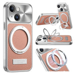 Custodia per telefono antiurto con supporto magnetico placcato effetto litchi., For iPhone 13