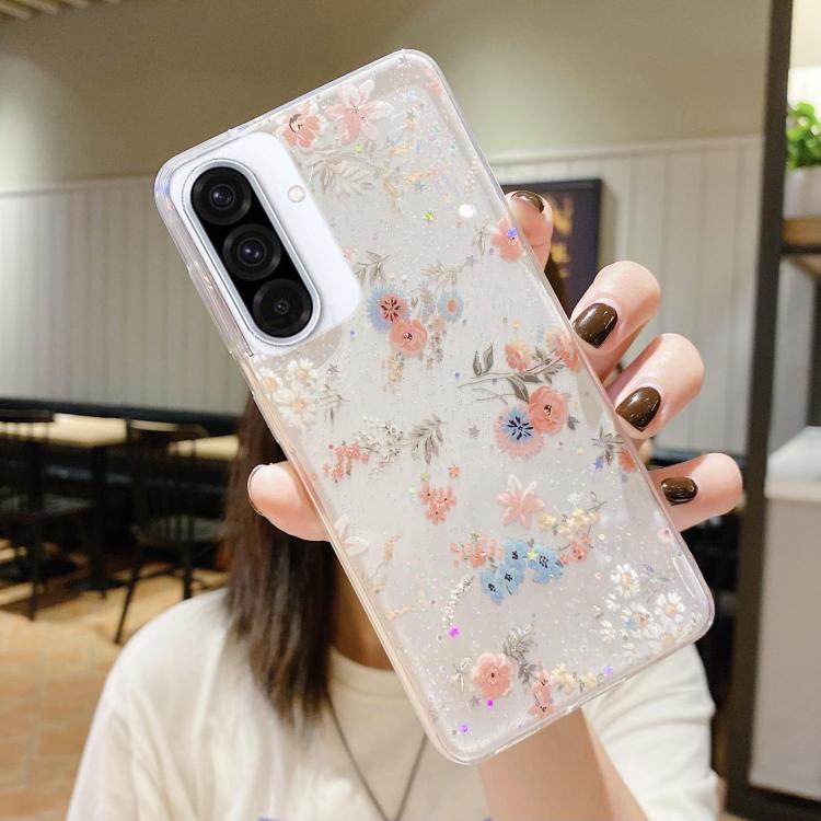 Custodia per telefono in TPU e resina epossidica con motivo floreale piccolo e fresco, For Samsung Galaxy A36 / A56 5G