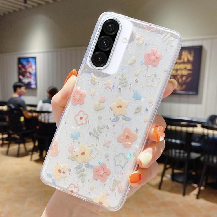 Custodia per telefono in TPU e resina epossidica con motivo floreale piccolo e fresco, For Samsung Galaxy A36 / A56 5G