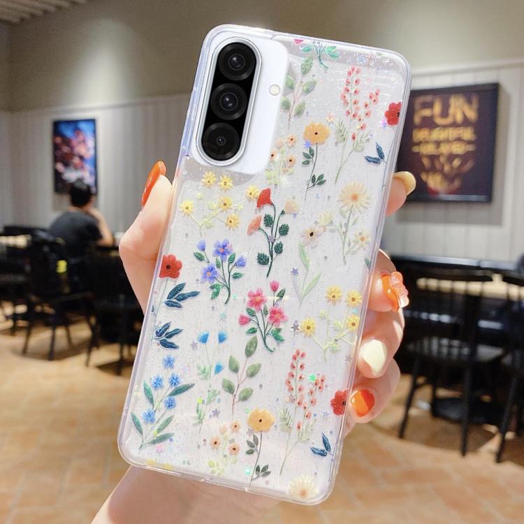 Custodia per telefono in TPU e resina epossidica con motivo floreale piccolo e fresco, For Samsung Galaxy A36 / A56 5G