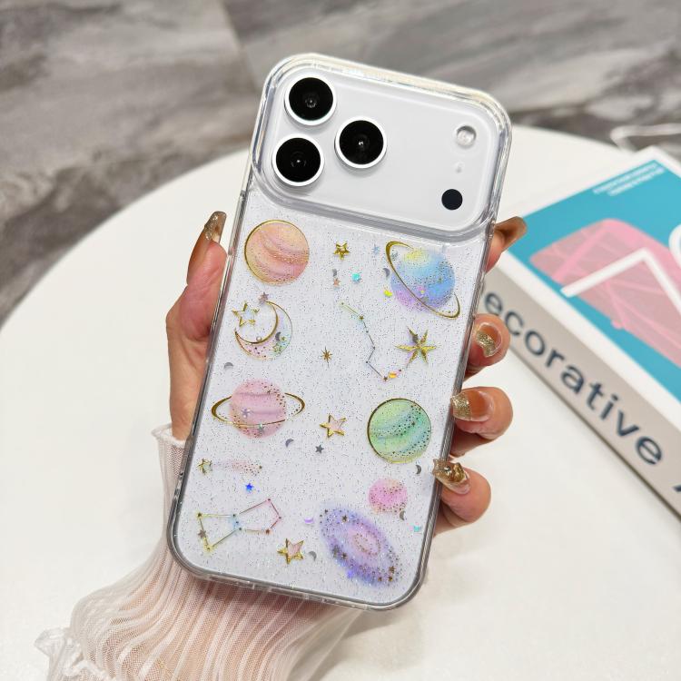 Custodia per telefono in TPU epossidico con glitter a forma di stella cosmica, For iPhone 17 Pro Max, For iPhone 17 Pro, For iPhone 17, For iPhone Air