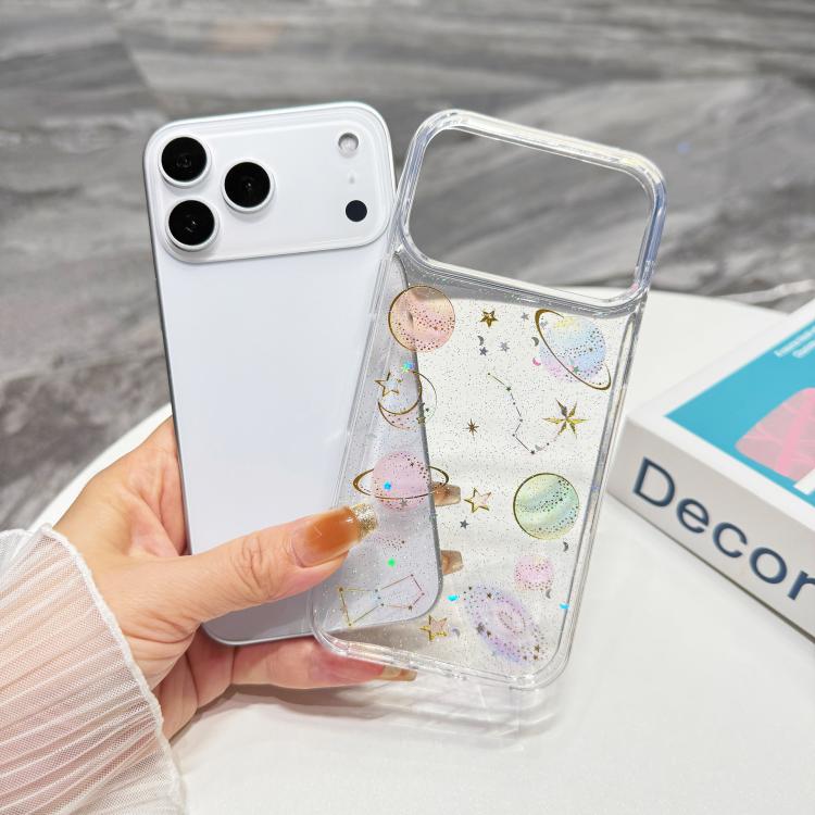 Custodia per telefono in TPU epossidico con glitter a forma di stella cosmica, For iPhone 17 Pro Max, For iPhone 17 Pro, For iPhone 17, For iPhone Air