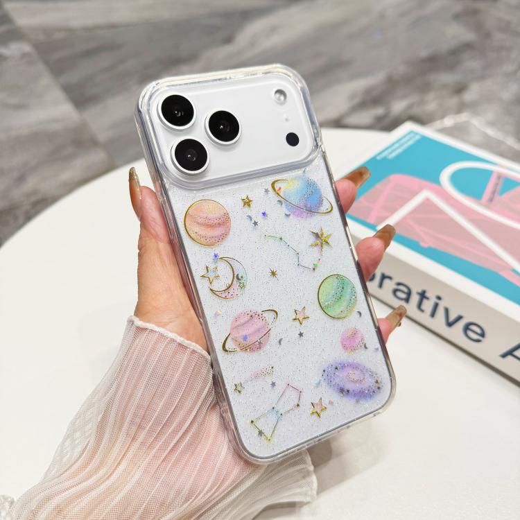 Custodia per telefono in TPU epossidico con glitter a forma di stella cosmica, For iPhone 17 Pro Max, For iPhone 17 Pro, For iPhone 17, For iPhone Air