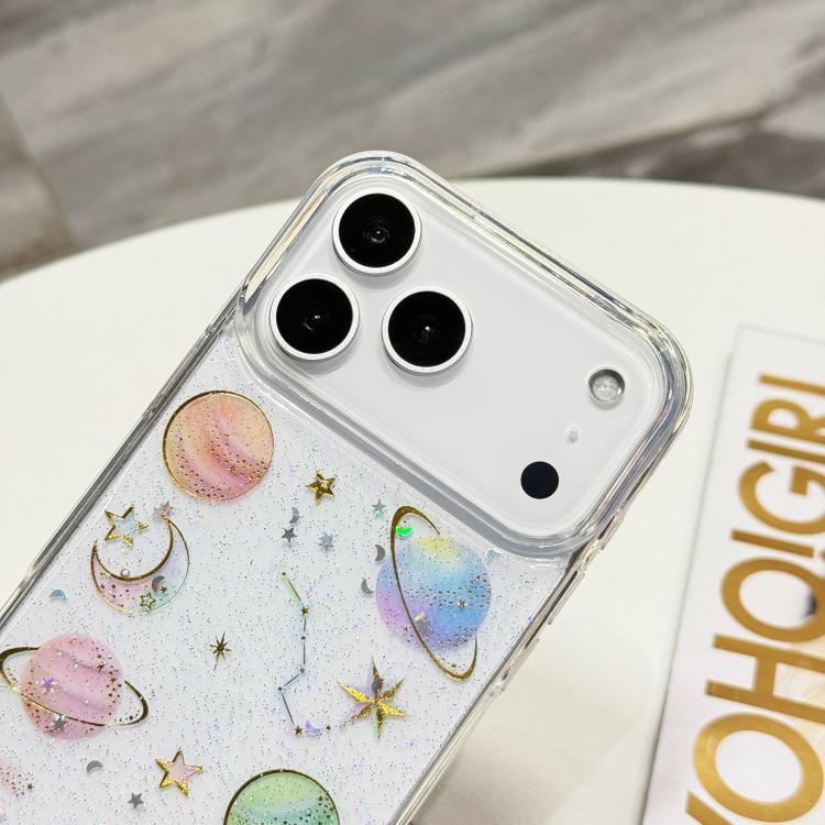 Custodia per telefono in TPU epossidico con glitter a forma di stella cosmica, For iPhone 17 Pro Max, For iPhone 17 Pro, For iPhone 17, For iPhone Air