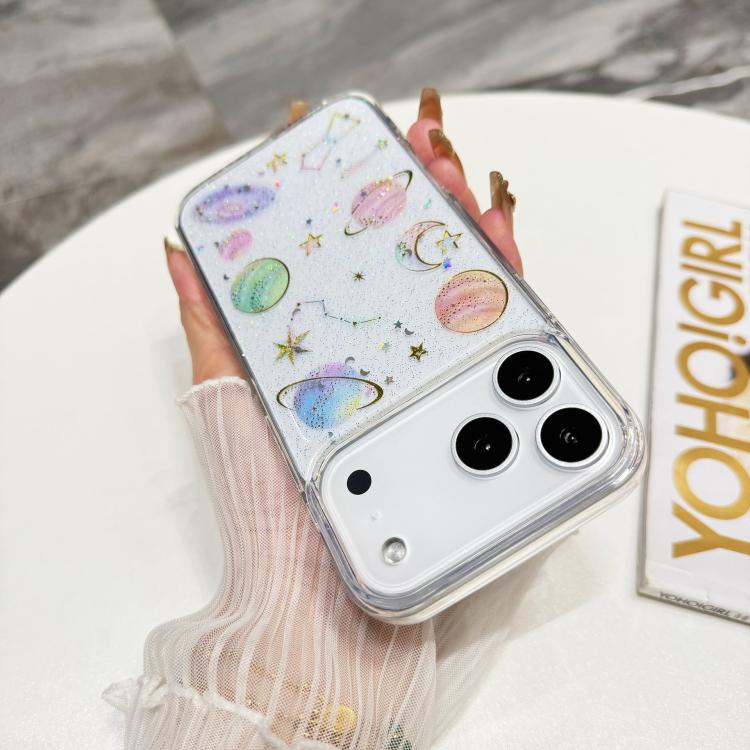 Custodia per telefono in TPU epossidico con glitter a forma di stella cosmica, For iPhone 17 Pro Max, For iPhone 17 Pro, For iPhone 17, For iPhone Air
