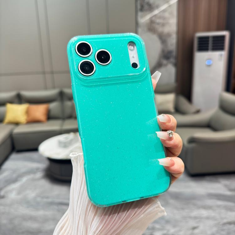 Custodia per telefono in TPU tinta unita con glitter effetto gelatina, For iPhone 17 Pro, For iPhone 17