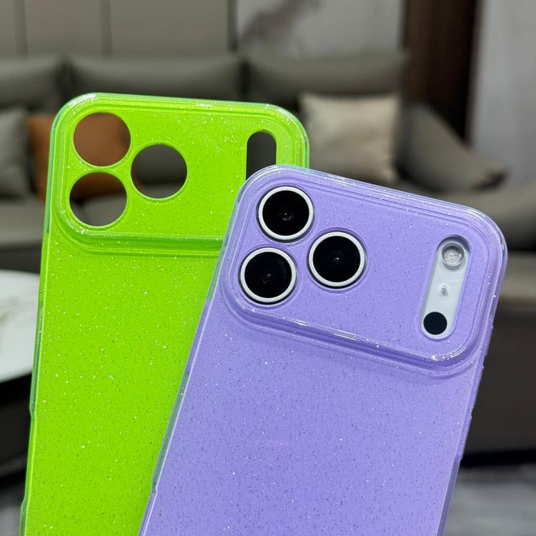 Custodia per telefono in TPU tinta unita con glitter effetto gelatina, For iPhone 17 Pro, For iPhone 17