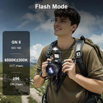 JMARY FM-06R Mini flash per fotocamera, luce di riempimento, attacco a slitta, luce LED ricaricabile da 300 mAh