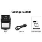 JMARY FM-06R Mini flash per fotocamera, luce di riempimento, attacco a slitta, luce LED ricaricabile da 300 mAh