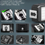 JMARY FM-06R Mini flash per fotocamera, luce di riempimento, attacco a slitta, luce LED ricaricabile da 300 mAh