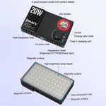 JMARY FM-180RGB Luce video a LED RGB da 20W per fotocamere DSLR