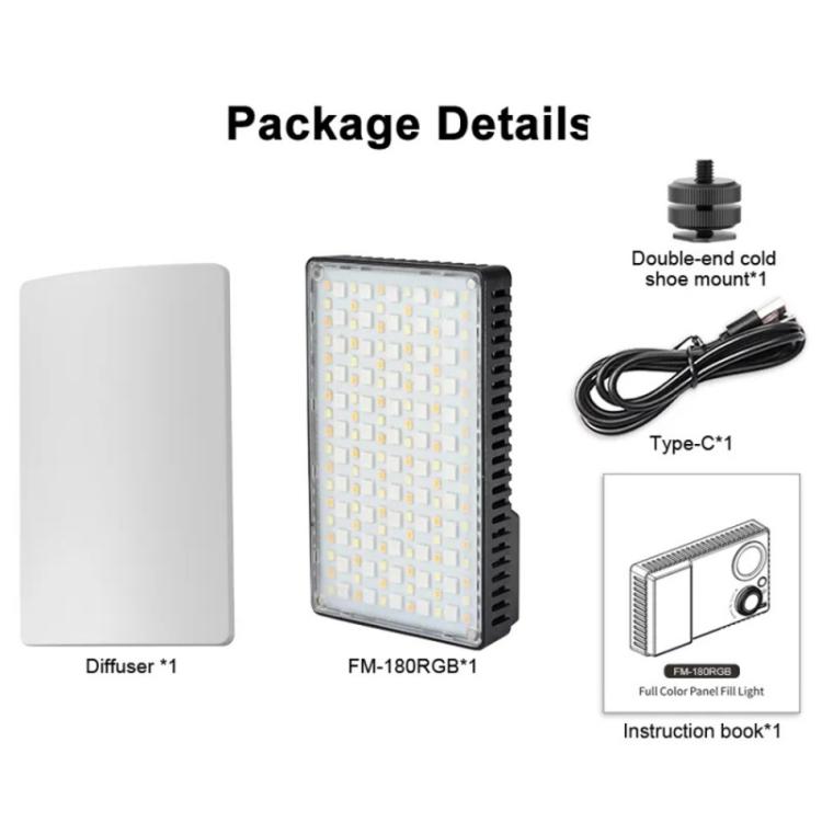 JMARY FM-180RGB Luce video a LED RGB da 20W per fotocamere DSLR