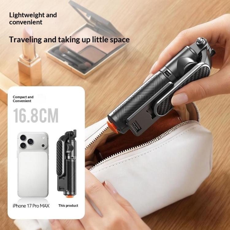 T01 Mini selfie stick per fotografia, treppiede estensibile da 69 cm, telecomando Bluetooth, supporto per telefono