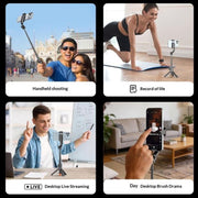 Mini selfie stick treppiede estensibile 69 cm con telecomando Blu
