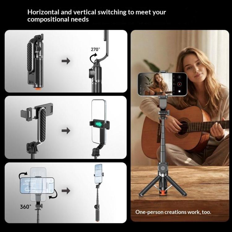 T01 Mini selfie stick per fotografia, treppiede estensibile da 69 cm, telecomando Bluetooth, supporto per telefono